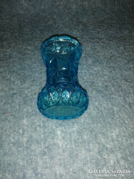 Bohemia kék üveg kicsi váza , 8 cm (A8)