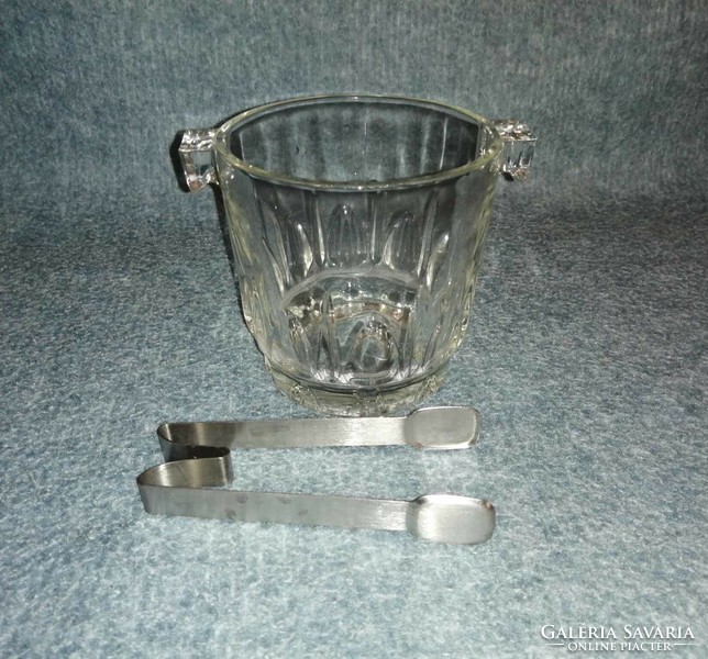 Retro glass ice bucket with metal clip (a9)