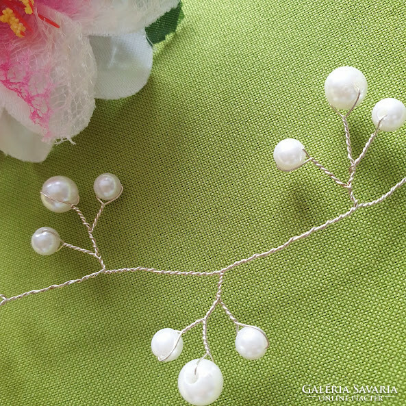Wedding had114 - approx. 30 cm bridal pearl hair wire, hair ornament on silver wire