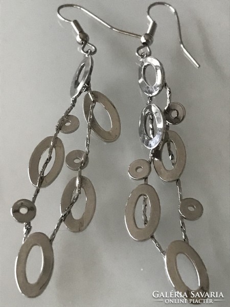 Modern earrings with lens-shaped elements, 8 cm long