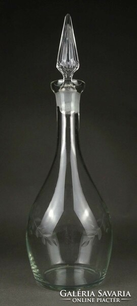 1Q422 Régi csiszolt borosüveg kínáló gyönyörű dugóval 36.5 cm