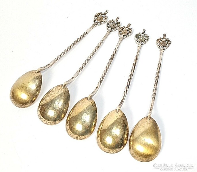 Beautiful ornate 916 silver large tea or dessert/ice cream spoons