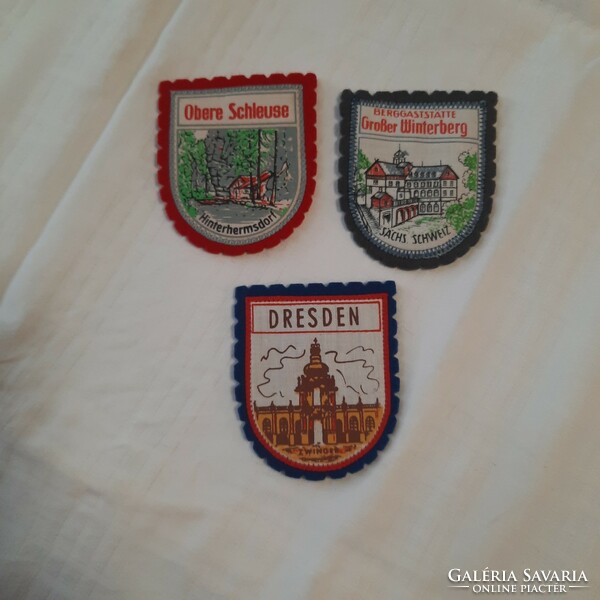 Retro German sew-on post-based emblems 3 pieces