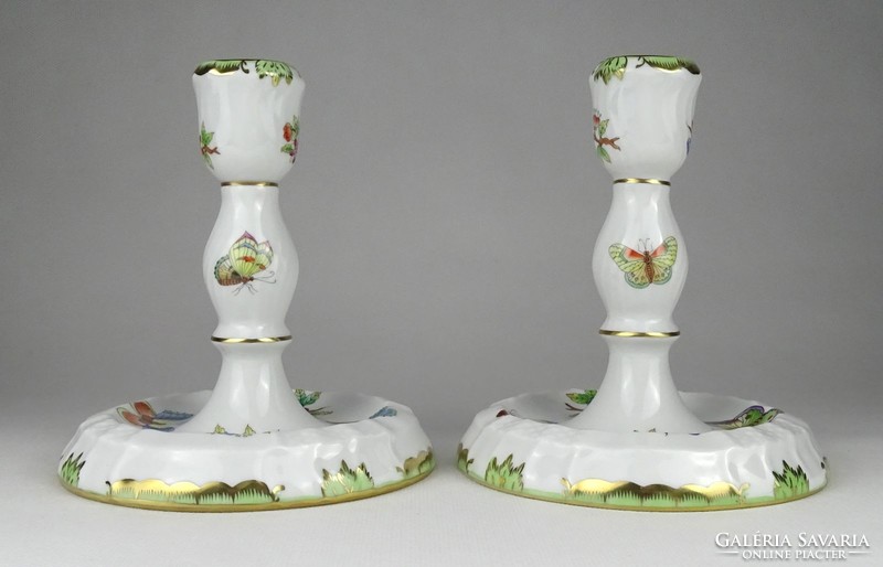 1Q443 Pair of Herend Victoria Pattern Candle Holders 14.5 Cm