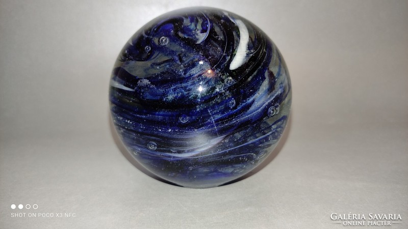 Glass paperweight in ocean colors