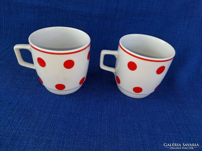 Zsolnay red polka dot cocoa mug 2 pcs.