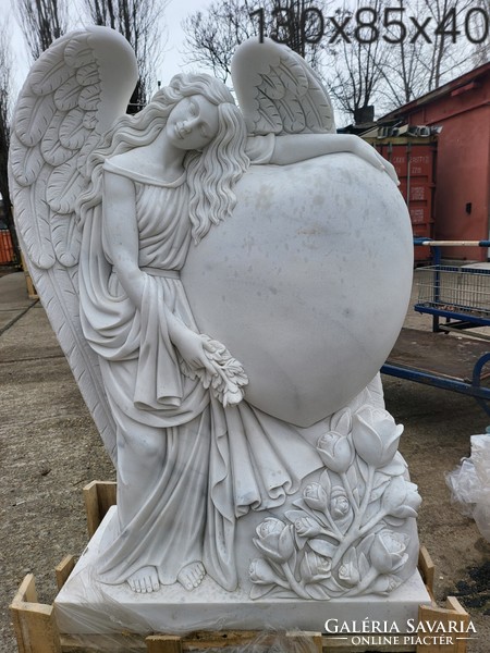 White Marble Angel Tombstone Memorial, Tombstone, Tombstone Ornament, Headstone, Garden Statue