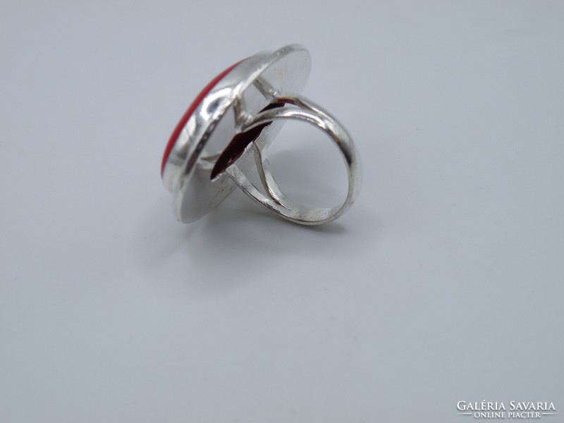 Uk0242 elegant red stone silver 925 ring size 52 1/2