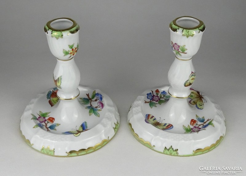 1Q443 Pair of Herend Victoria Pattern Candle Holders 14.5 Cm