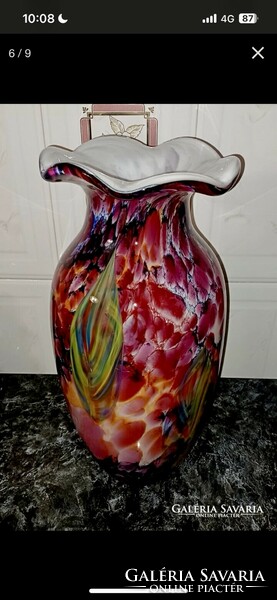 Muranói váza egyedi, csodálatos színekkel, nagy méretben