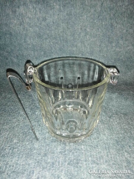 Retro glass ice bucket with metal clip (a9)