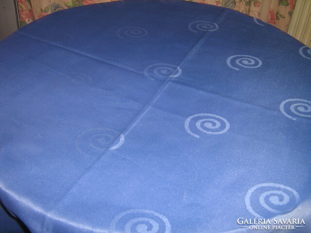 Beautiful gentian blue silk damask tablecloth