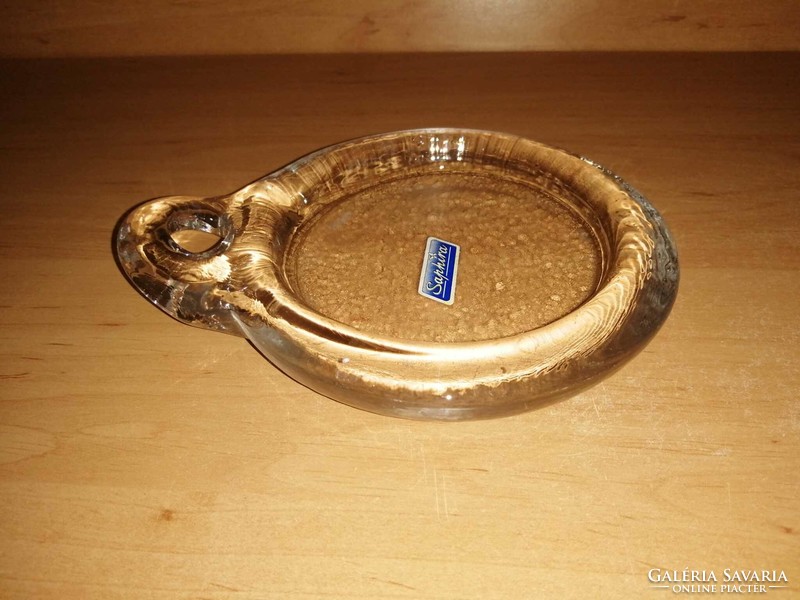 Saphira glass coaster with tongs - dia. 12.5 cm (18/k)