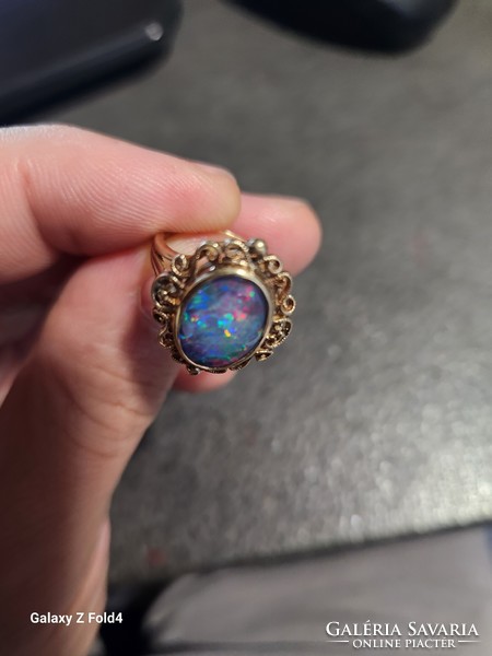 Gold opal cocktail ring