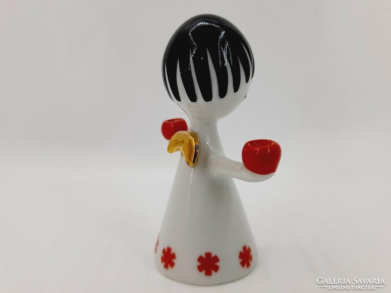 Hollóházi porcelán angyalka, 8 cm