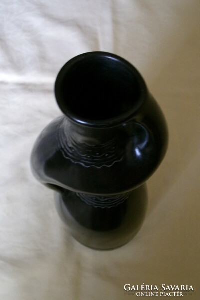 Fekete kerámia váza leány 37x10cm