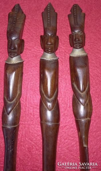 Vintage African hand carved set with tribal decoration