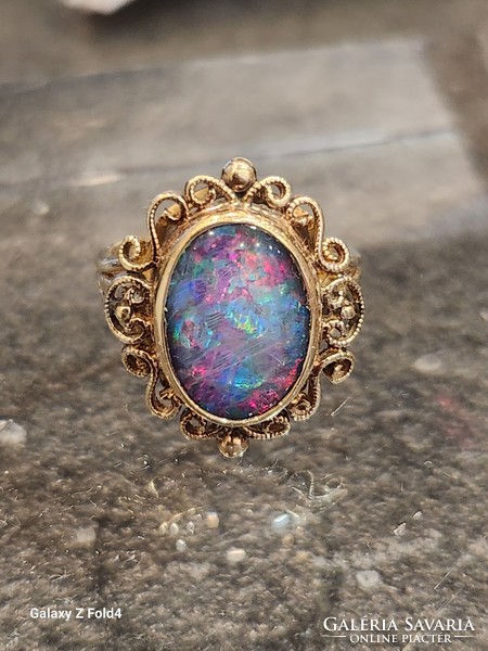 Gold opal cocktail ring