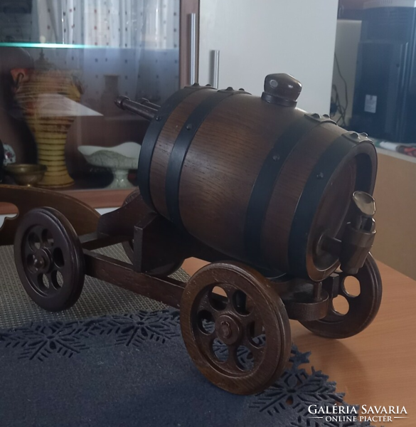 Hand carved oak wine barrel
