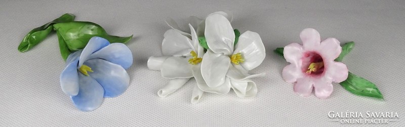 1Q476 old damaged rare Herend porcelain flower 3 pieces
