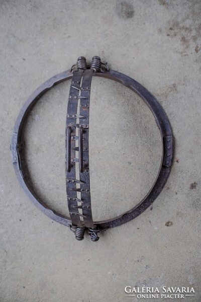 Huge, robust wrought iron bear trap, trap, hunting