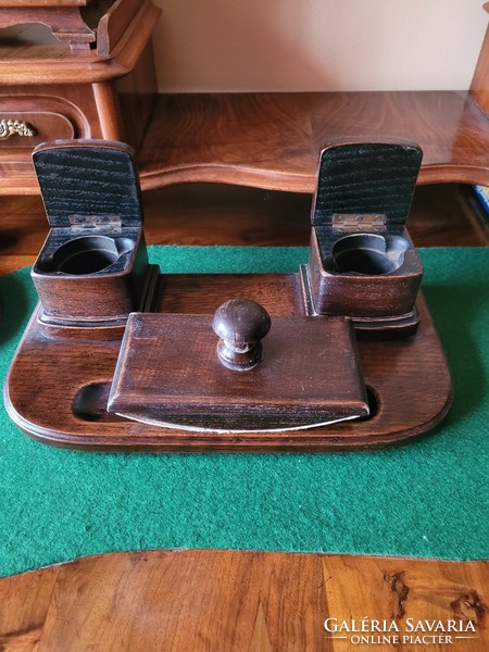 Antique desk inkstand + taper