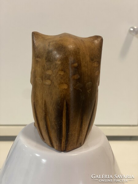 From the owl collection, 1991. Corsican carved wooden owl figure statue ornament 8 cm