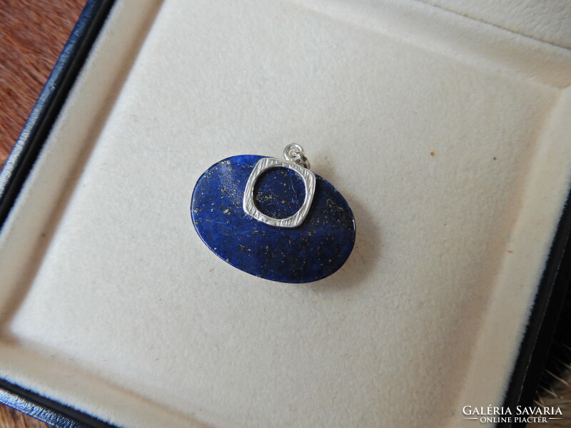 Old lapis lazuli pendant with silver or silver-plated pendant part