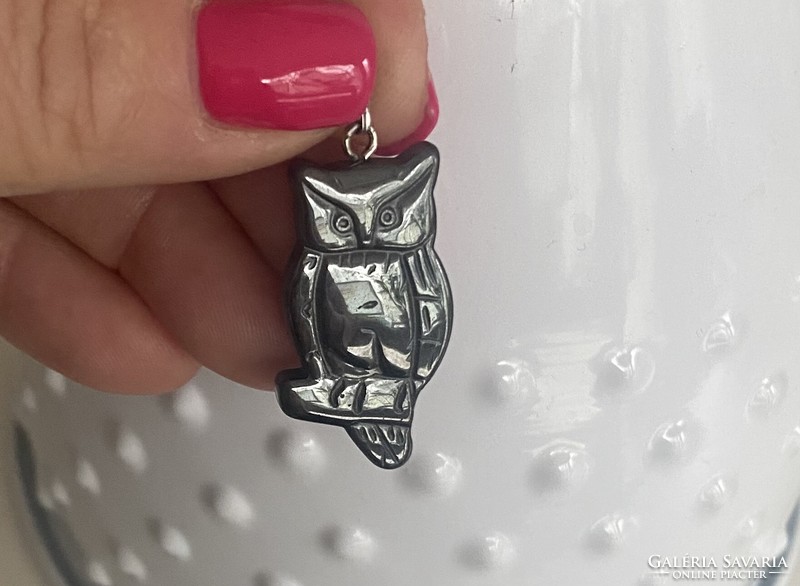 From owl collection hematite owl pendant pendant 4.3 cm new