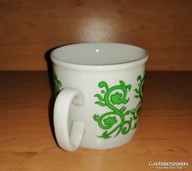 Zsolnay porcelán zöld inda mintás bögre (9/d-1)