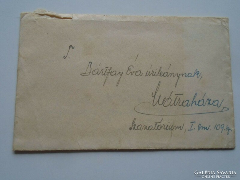 D201164  -  Régi levélboríték + születésnapi üdvözlőkártya - Bártfay Éva -Mátraháza 1947 Szanatórium