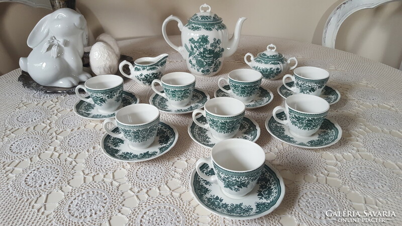 Villeroy & boch fasan, porcelain tea and coffee set with green pattern, for 8 people