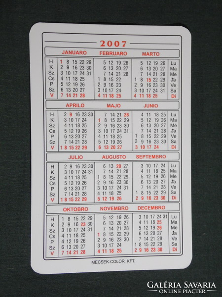 Card Calendar, Baranya Esperanto Association, 2007, (6)