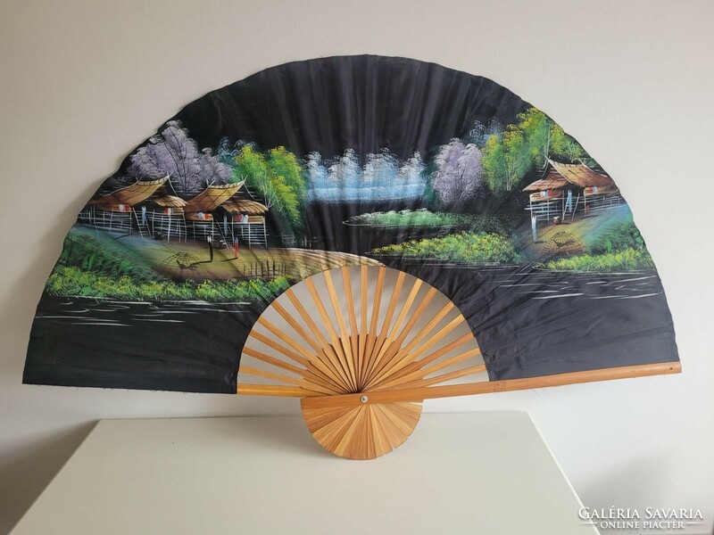 Old oriental pattern bamboo fan black Japanese wall decoration decoration 150 cm