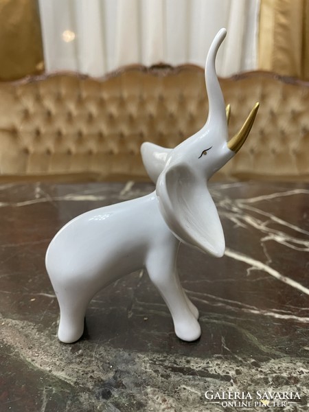 Ravenclaw elephant porcelain figurine nipp white gilded