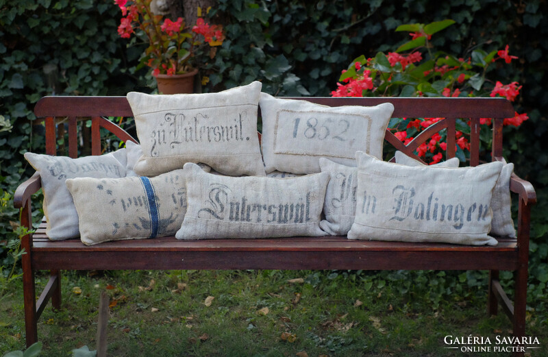 Antique pillow, pillow cover, home decoration, vintage, sack, burlap, garden pillow, decorative pillow