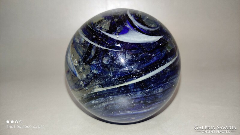 Glass paperweight in ocean colors