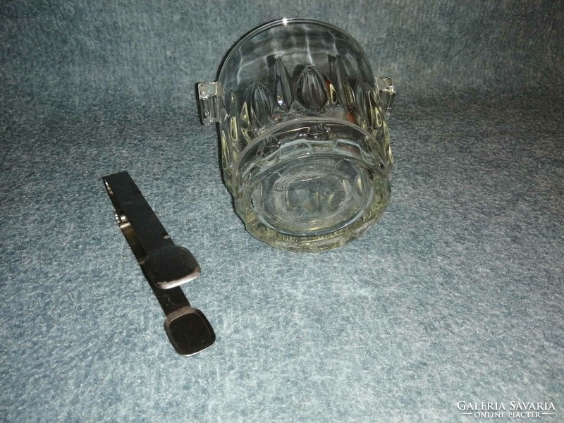 Retro glass ice bucket with metal clip (a9)