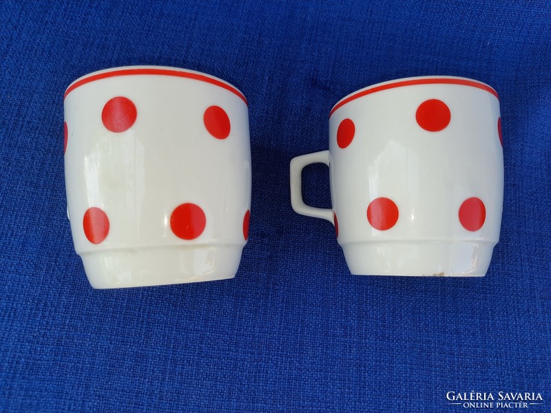 Zsolnay red polka dot cocoa mug 2 pcs.