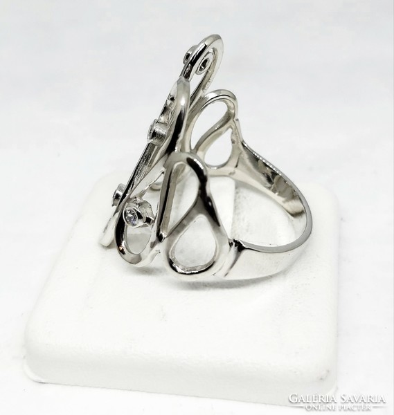 Art deco style, silver women's ring with stone, made to order