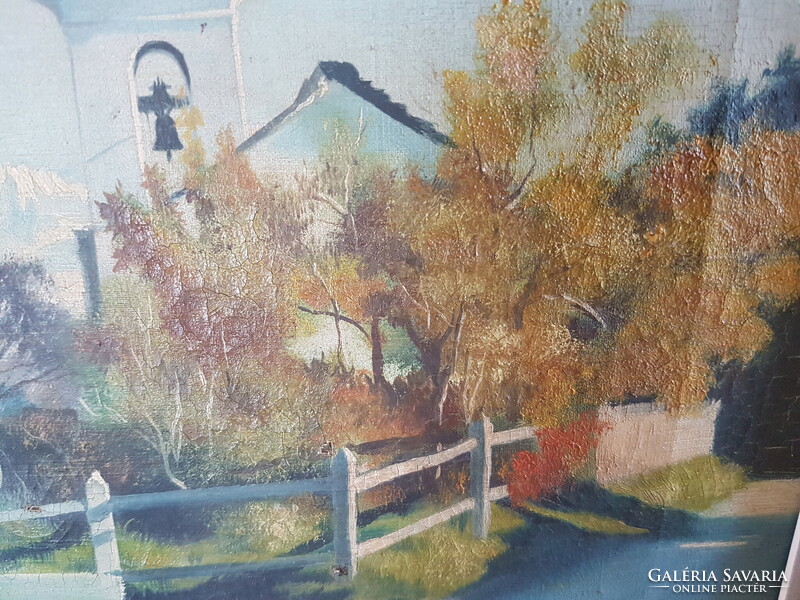 Templomkert  ---. Horváth György ( 1910-1959  régi festmény, szép  felújitott keretben jó áron