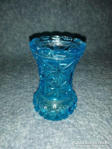 Bohemia kék üveg kicsi váza , 8 cm (A8)