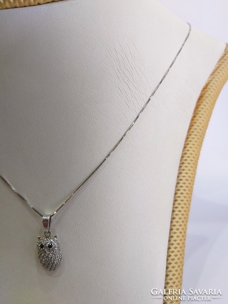 14K 2.52g white gold necklace with white gold small owl pendant (no.: 24/73.)