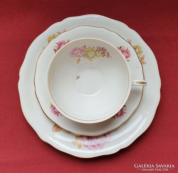 Porcelain coffee tea breakfast set cup saucer small plate plate with flower pattern
