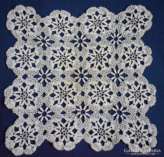 Crocheted needlework lace tablecloth 31 x 31 cm