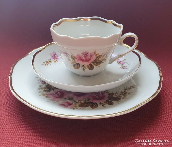 Triptis German porcelain breakfast coffee tea set cup saucer small plate with flower pattern