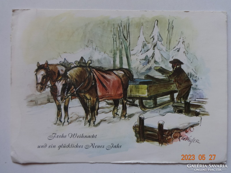 Old graphic Christmas greeting card