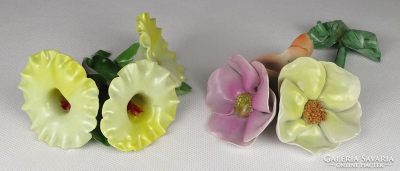 1Q475 Régi sérült ritka nagyméretű Herendi porcelán virág 2 darab