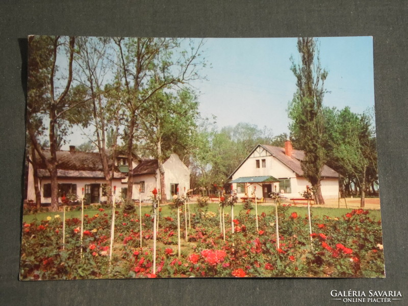 Postcard, Balaton boglár, Sevoss resort view, park rose garden detail