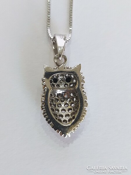 14K 2.52g white gold necklace with white gold small owl pendant (no.: 24/73.)